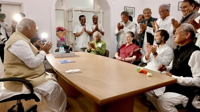 On Wednesday, Mallikarjun Kharge took over as party president after defeating Shashi Tharoor in elections for the top post. (@PriyankKharge/ Twitter)