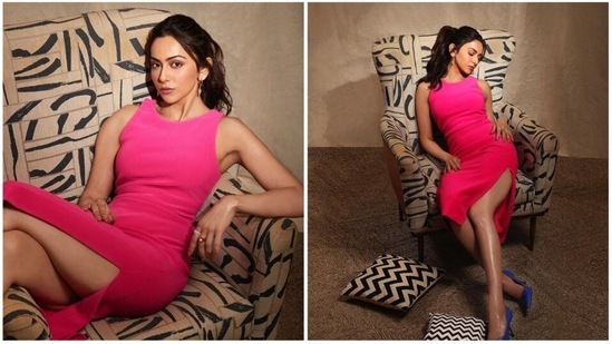 Rakul Preet is known for making a fashion statement every time she steps out and gets spotted by the paparazzi. The Runway 34 actor never fails to impress the fashion gods with her sartorial fashion choices and her Instagram lookbook is here to back our claim. Recently, the actor stepped out donning a pink bodycon dress.(Instagram/@rakulpreet)