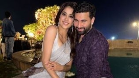 Janhvi Kapoor posed with Orhan Awatramani as they sat down near the decorations. She leaned towards him and both of them smiled for the camera. Instagram/Orhan Awatramani