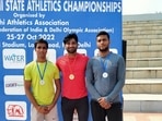 Kumar was more excited to see his trainee, Vishwajeet by his side on the podium in second position (63.18m).(Avishek Roy) Kumar was more excited to see his trainee, Vishwajeet by his side on the podium in second position (63.18m).(Avishek Roy)