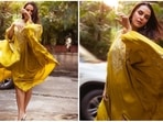 Neha Dhupia has a keen eye for fashion and her Instagram handle has proof. From stylish red-carpet fits to traditonal wears, the actor can pull off any look effortlessly with poise. Recently, she treated her Instagram family of more than 6.3 million followers with stunning photos of herself in a yellow kaftan.(Instagram/@nehadhupia)