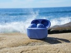 The LinkBuds S Earth Blue earphones have a distinctive marble pattern in an Earth Blue colour. (Sony) The LinkBuds S Earth Blue earphones have a distinctive marble pattern in an Earth Blue colour. (Sony)