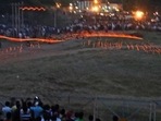 (File) Hingot is an age old tradition in the Gautampura village, about 55 kilometre north west of Indore city, when two communities attack each other with fireballs.(HT Photo) (File) Hingot is an age old tradition in the Gautampura village, about 55 kilometre north west of Indore city, when two communities attack each other with fireballs.(HT Photo)