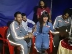 Katrina Kaif getting hand and shoulder massage on sets of Phone Bhoot. Katrina Kaif getting hand and shoulder massage on sets of Phone Bhoot.