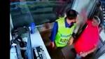 Congress MLA Umashankar Akela (in red) moments before he landed a slap on the toll plaza staffer (Videograb)