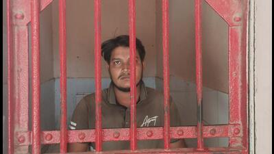 The suspect in police custody. (HT Photo) The suspect in police custody. (HT Photo)