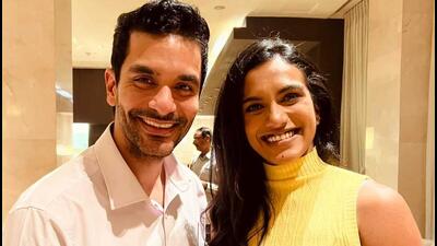Angad Bedii and PV Sindhu