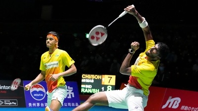 India's Satwiksairaj Rankireddy, right, and Chirag Shetty. (AP)