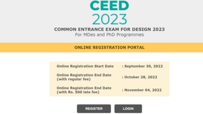 IIT Bombay CEED, UCEED 2023 registration process ends today at ceedapp.iitb.ac.in IIT Bombay CEED, UCEED 2023 registration process ends today at ceedapp.iitb.ac.in