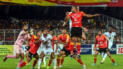 Still from the match between East Bengal and Mohun Bagan earlier this season in the Durand Cup. (PTI) Still from the match between East Bengal and Mohun Bagan earlier this season in the Durand Cup. (PTI)