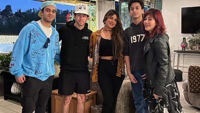 Priyanka Chopra and Nick Jonas with Wardha Khan. Priyanka Chopra and Nick Jonas with Wardha Khan.