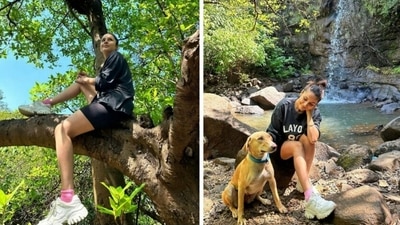 Shehnaaz Gill enjoys her time with nature. Shehnaaz Gill enjoys her time with nature.
