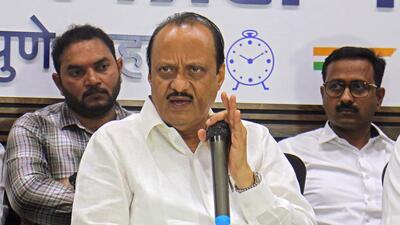 Ajit Pawar, opposition leader , during a media interaction in Pune on Friday. (Ravindra Joshi/HT PHOTO)