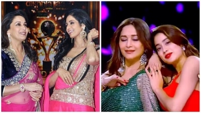 Madhuri Dixit recalled her first-ever dance with the late Sridevi. Madhuri Dixit recalled her first-ever dance with the late Sridevi.