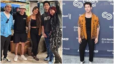 Priyanka Chopra and Nick Jonas meet with Warda Khan Nadiadwala and her family. (Instagram) Priyanka Chopra and Nick Jonas meet with Warda Khan Nadiadwala and her family. (Instagram)