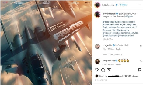 Hrithik revealed that the film will release on January 25, 2024, in theatres.