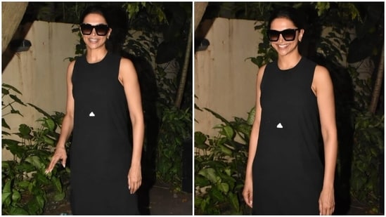 Deepika Padukone stuns in a solid black dress for a casual outing in Mumbai. (HT Photo/Varinder Chawla)
