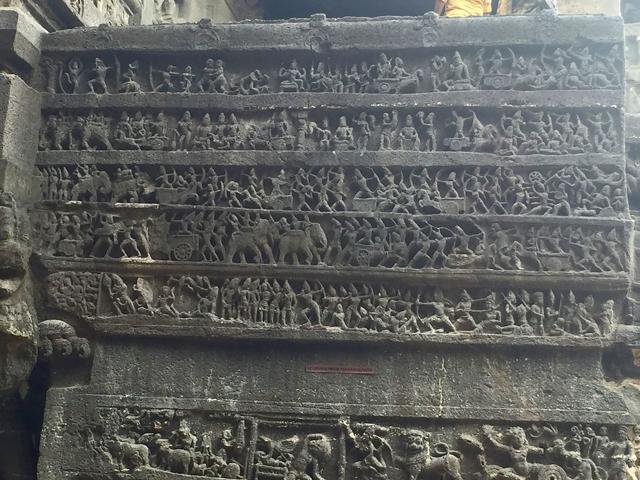The Mahabharata stone relief panel at the Kailasha temple in Ellora (Sarah Welch/Wikimedia Commons) The Mahabharata stone relief panel at the Kailasha temple in Ellora (Sarah Welch/Wikimedia Commons)