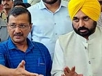 Delhi Chief Minister Arvind Kejriwal with Punjab Chief Minister Bhagwant Mann. Delhi Chief Minister Arvind Kejriwal with Punjab Chief Minister Bhagwant Mann.
