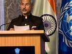 External Affairs Minister S Jaishankar speaks at the Special Meeting of the UN Security Council’s (UNSC) Counter-Terrorism Committee (CTC), at Hotel Taj Mahal Palace, in Mumbai on Friday. (ANI Photo) External Affairs Minister S Jaishankar speaks at the Special Meeting of the UN Security Council’s (UNSC) Counter-Terrorism Committee (CTC), at Hotel Taj Mahal Palace, in Mumbai on Friday. (ANI Photo)