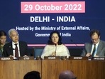 Permanent Representative of India to the United Nations Ruchira Kamboj speaks during United Nations Security Council special meeting of the Counter Terrorism Committee (CTC), in New Delhi on Saturday. Permanent Representative of India to the United Nations Ruchira Kamboj speaks during United Nations Security Council special meeting of the Counter Terrorism Committee (CTC), in New Delhi on Saturday.