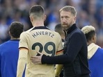 Chelsea's head coach Graham Potter, right, pats Chelsea's Kai Havertz after their loss in the Premier League match against Brighton and Hove Albion (AP) Chelsea's head coach Graham Potter, right, pats Chelsea's Kai Havertz after their loss in the Premier League match against Brighton and Hove Albion (AP)