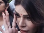 Sherlyn Chopra at Juhu Police station in Mumbai. (Viral Bhayani)((Viral Bhayani)) Sherlyn Chopra at Juhu Police station in Mumbai. (Viral Bhayani)((Viral Bhayani))