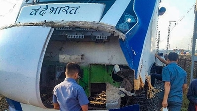 The train was delayed for about 15 minutes on Saturday morning for the incident. (PTI) The train was delayed for about 15 minutes on Saturday morning for the incident. (PTI)