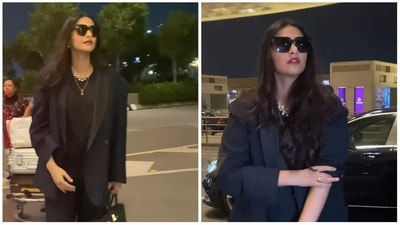 Sonam Kapoor at Mumbai airport on Friday. (Varinder Chawla) Sonam Kapoor at Mumbai airport on Friday. (Varinder Chawla)