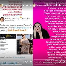 Kangana shared a screenshot and also wrote a note. Kangana shared a screenshot and also wrote a note.