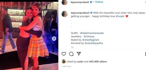 Tejasswi Prakash shared a message for Sussanne Khan. 
