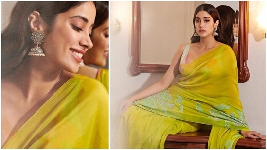 Janhvi Kapoor earlier stepped out to promote her upcoming film Mili in a green saree paired with a sleeveless blouse.(Instagram/@janhvikapoor)