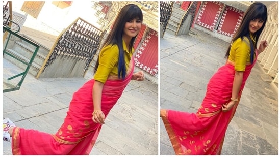 Katrina Kaif is currently occupied with the promotions of her upcoming film Phone Bhoot which is slated to release on November 4. Lately, the actor has been treating her fans with photos of herself in traditional fits. Recently, she stepped out to promote her upcoming film in a saree to which she added some twist of her own.(Instagram/@katrinakaif)