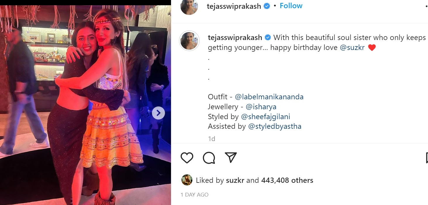 Tejasswi Prakash calls Sussanne Khan ‘soul sister’, shares party pics ...