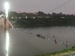 A bridge collapses in Machchhu river on Sunday. (ANI Twitter)