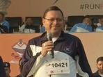 Uttarakhand CM Pushkar Singh Dhami participates in Dehradun Marathon 2022. (ANI Photo)