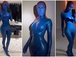 Kim Kardashian transforms into Marvel's Mystique for Halloween 2022. (Instagram/@kimkardashian) Kim Kardashian transforms into Marvel's Mystique for Halloween 2022. (Instagram/@kimkardashian)