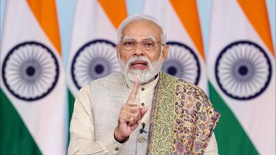Prime Minister Narendra Modi addresses the J&K Rozgar Mela via video message, in New Delhi on Sunday. (ANI)