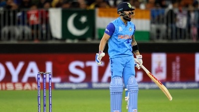 Virat Kohli reacts after playing a shot during the T20 World Cup 2022 (AFP) Virat Kohli reacts after playing a shot during the T20 World Cup 2022 (AFP)