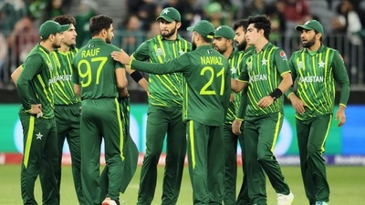 Pakistani players during their ICC Men's T20 World Cup cricket match against Zimbabwe (PTI) Pakistani players during their ICC Men's T20 World Cup cricket match against Zimbabwe (PTI)