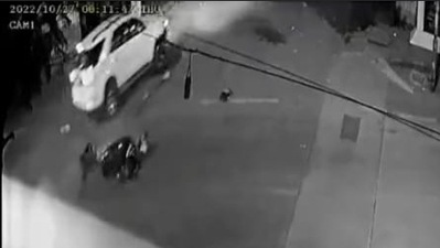 Both the vehicles collided and the rider fell way apart from the spot of the accident. (ANI)