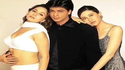 Shah Rukh Khan, Madhuri Dixit Nene and Karisma Kapoor in a still from Dil To Pagal Hai Shah Rukh Khan, Madhuri Dixit Nene and Karisma Kapoor in a still from Dil To Pagal Hai