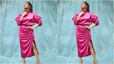 Styled by the fashion stylist house Who Wore What When, Kirti wore her tresses open in straight locks with a middle part. (Instagram/@iamkirtikulhari) Styled by the fashion stylist house Who Wore What When, Kirti wore her tresses open in straight locks with a middle part. (Instagram/@iamkirtikulhari)