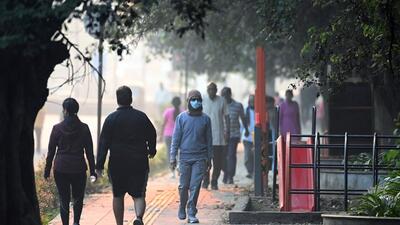 People during a morning walk on Pashan-Sus road. (HT PHOTO)