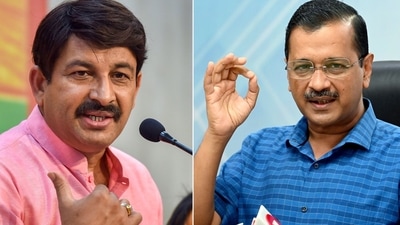 BJP's Manoj Tiwari and Delhi CM Arvind Kejriwal.