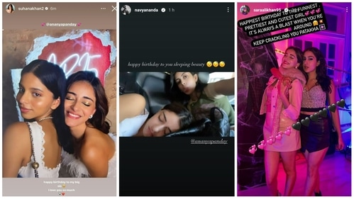 Suhana Khan, Navya Naveli Nanda and Sara Ali Khan wished Ananya Panday on Instagram. Suhana Khan, Navya Naveli Nanda and Sara Ali Khan wished Ananya Panday on Instagram.