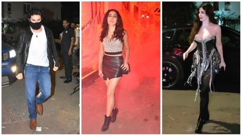 Ibrahim Ali Khan, Sara Ali Khan and Giorgia Andriani at Halloween bash. Ibrahim Ali Khan, Sara Ali Khan and Giorgia Andriani at Halloween bash.