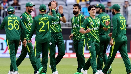 Pakistan's Mohammad Wasim Jr celebrates the dismissal of Netherlands Tim Pringle during ICC Men's T20 World Cup 2022 Super 12 Group 2 match (Pakistan Cricket Twitter)