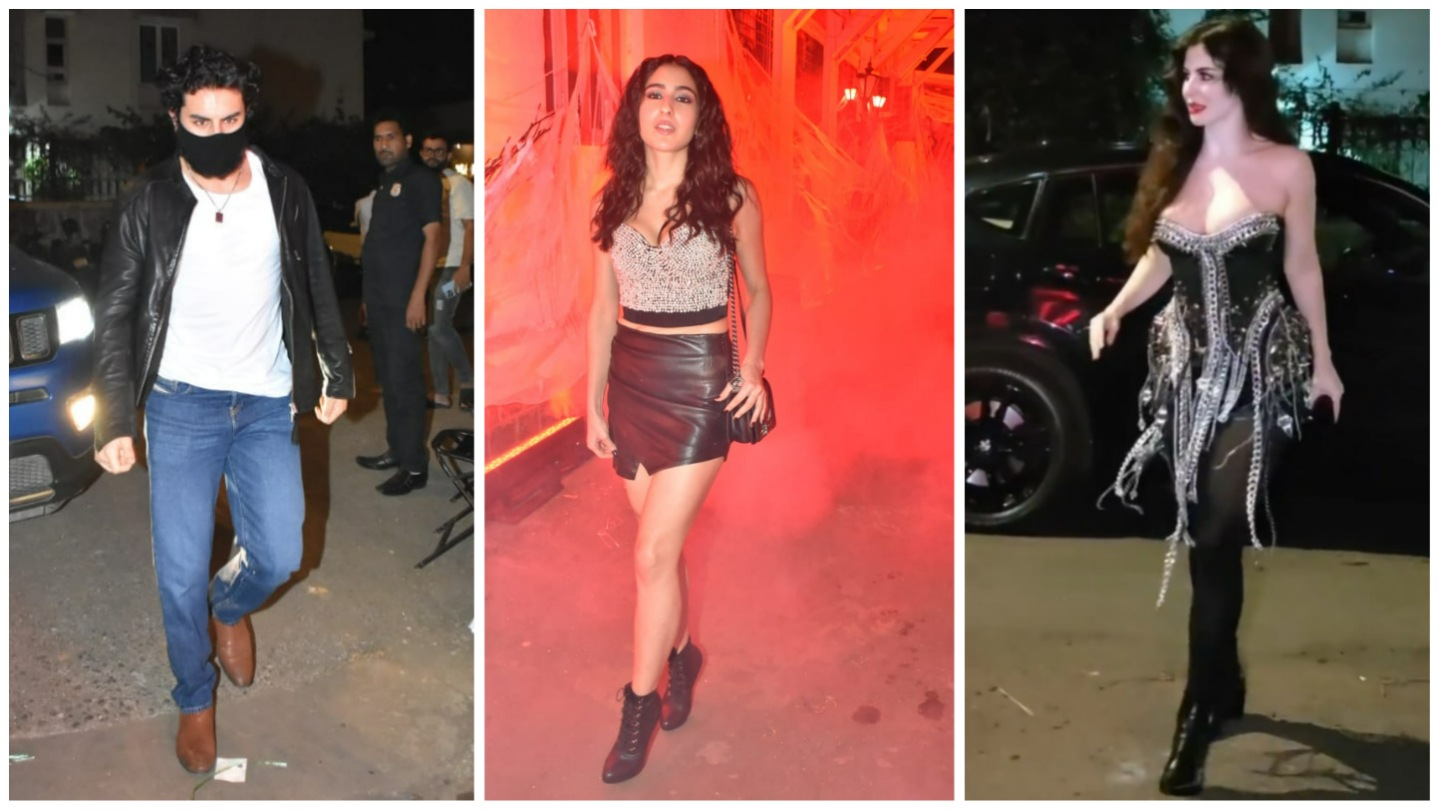 Ibrahim Ali Khan, Sara Ali Khan and Giorgia Andriani at Halloween bash.