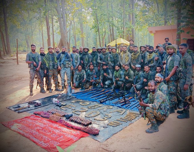 At “Budha Pahad” in Jharkhand, 203 CoBRA Battalion recovered a huge cache of Arms, ammunitions & explosives incl 16 weapons like Insas Rifle, SLR, .303 LMG, cordex etc. (ANI) At “Budha Pahad” in Jharkhand, 203 CoBRA Battalion recovered a huge cache of Arms, ammunitions & explosives incl 16 weapons like Insas Rifle, SLR, .303 LMG, cordex etc. (ANI)